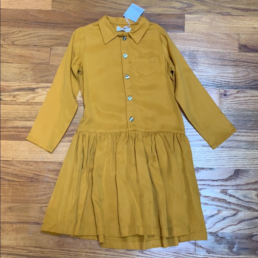 Anais & I mustard long sleeve button up dress sz 3